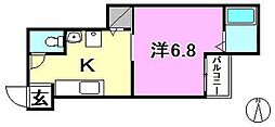 かな・Dルーム 1Kの間取図画像