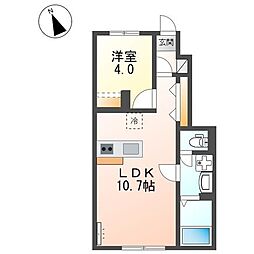 アジュール 1LDKの間取図画像