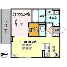 クランツ朝生田 1LDKの間取図画像