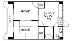 エリフェット松山 2DKの間取図画像