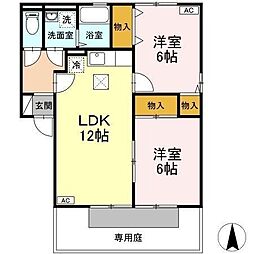 プレジャーA 2LDKの間取図画像