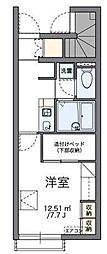 レオパレスとねりこ2 1Kの間取図画像