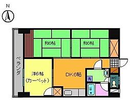 第84杉フラットビル 3DKの間取図画像