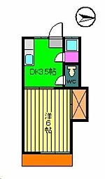 コーポ竹原 1Kの間取図画像