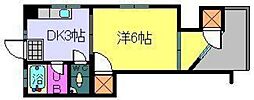 第22杉フラット 1Kの間取図画像