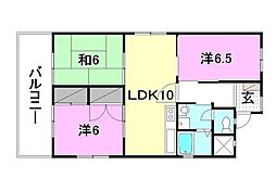 第2日興マンション 3LDKの間取図画像