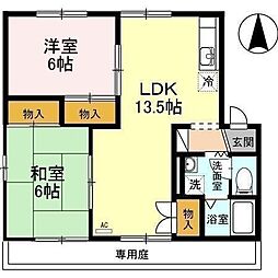 セントラルハイツ今村B 2LDKの間取図画像
