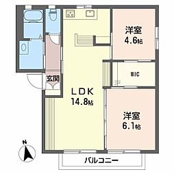バリュージュ生石A 2LDKの間取図画像