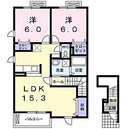 グルニエドール1 2LDKの間取図画像