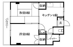 メープルハウス御幸 2Kの間取図画像
