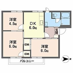 フレグランス山西1 3DKの間取図画像