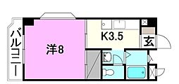 希林館 1Kの間取図画像