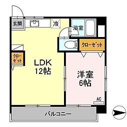 メゾン山越 1LDKの間取図画像