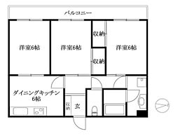 緑風館久万ノ台 3DKの間取図画像