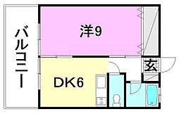ピカデリー・サーカス山越 1DKの間取図画像