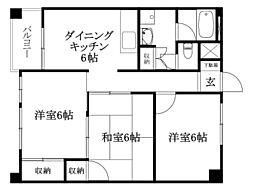 ピュアヒルズコート 3DKの間取図画像