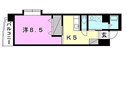 デリアス木屋町 1DKの間取図画像