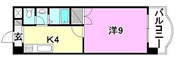 ロイヤルアネックス宮西 1Kの間取図画像