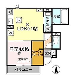 ソルメール・ワ 1LDKの間取図画像