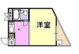 ハイメゾン岡本 1Kの間取図画像