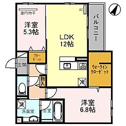 ラポール岡本 2LDKの間取図画像