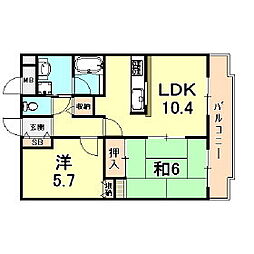 藤和シティホームズ深江 2LDKの間取図画像