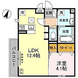 ディアコート住吉本町 1LDKの間取図画像