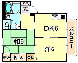 メゾンヴィオレット 2DKの間取図画像