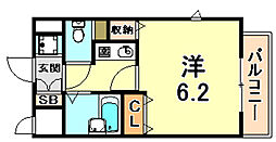 アルシュ住吉 1Kの間取図画像