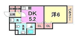 エスペランサ御影2 1DKの間取図画像