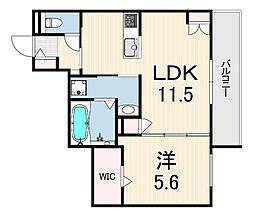 LA VITA摂津本山 1LDKの間取図画像