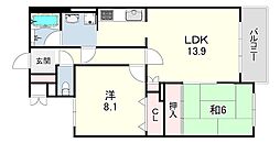 藤和芦屋川ホームズ 2LDKの間取図画像