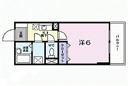 パピヨン青木 1Kの間取図画像