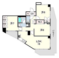 リーベスト芦屋川 3LDKの間取図画像