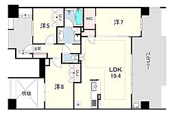 六甲アイランドシティW7レジデンス9番館 3LDKの間取図画像