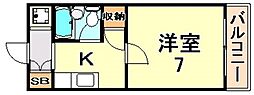 コーポアガペ 1Kの間取図画像