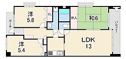 パーク・ハイム芦屋呉川町 3LDKの間取図画像
