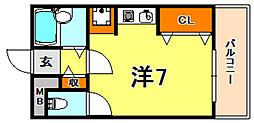 キャッスルアート御影 ワンルームの間取図画像