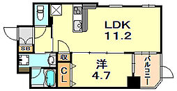 シルエラ甲南山手 1LDKの間取図画像