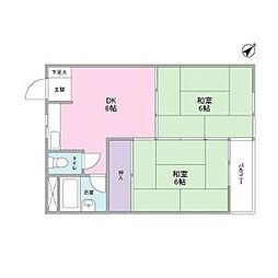 メゾン甲南 2DKの間取図画像