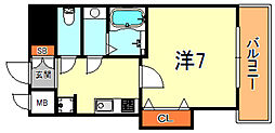 LUXE芦屋南 1Kの間取図画像