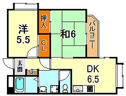 メゾンミヤマエ 2DKの間取図画像