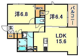 ソフィット本山 2LDKの間取図画像