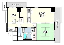イーストコート8番街1番館 2LDKの間取図画像