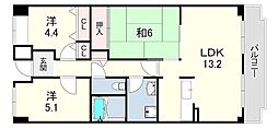 オルテンシアKOBE 3LDKの間取図画像