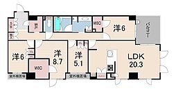 パークシュロス芦屋 4LDKの間取図画像