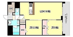 エクセルハイム東灘 2LDKの間取図画像