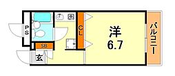 サンライズコート 1Kの間取図画像