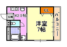 JUN本山 1Kの間取図画像