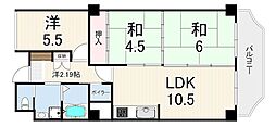 ローズハイツ芦屋 3LDKの間取図画像
